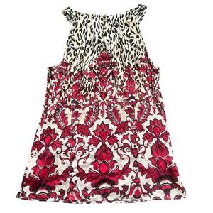 White House Black Market Silk‎ Stretch Animal Print Floral Sleeveless Top